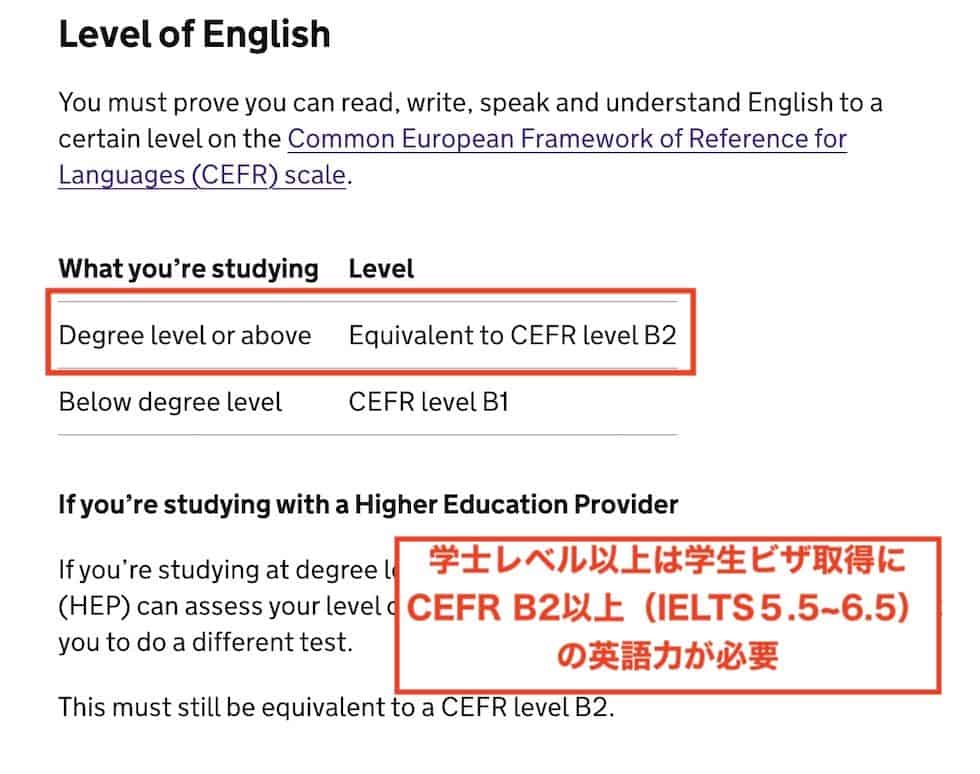 イギリスの学生ビザ取得に必要な英語力