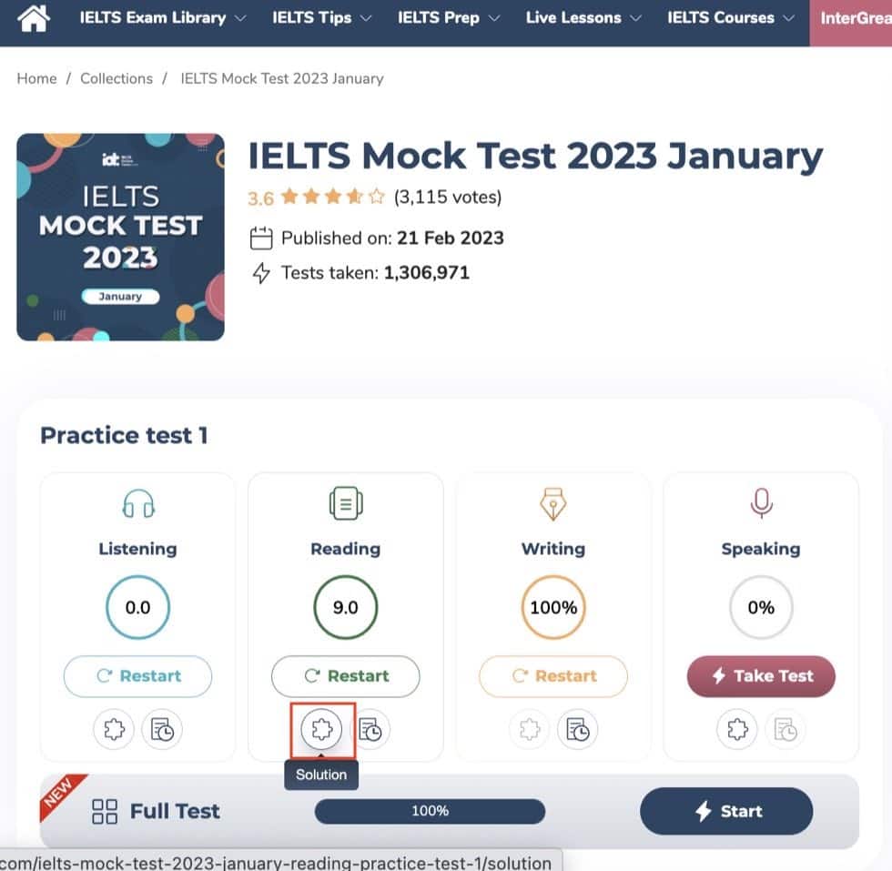 IELTS Online Tests.comの無料模擬試験問題の解説の使い方