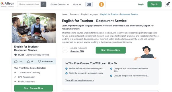 English for Tourism - Restaurant Service