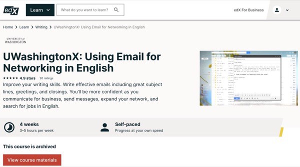 UWashingtonX: Using Email for Networking in English