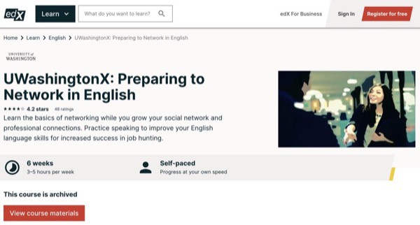 UWashingtonX: Preparing to Network in English