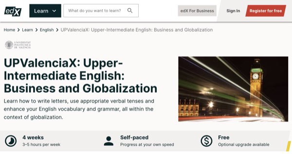 UPValenciaX: Upper-Intermediate English: Business and Globalization