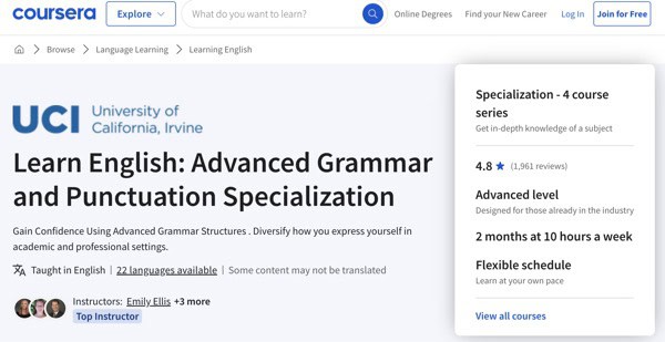 Learn English: Intermediate Grammar Specialization