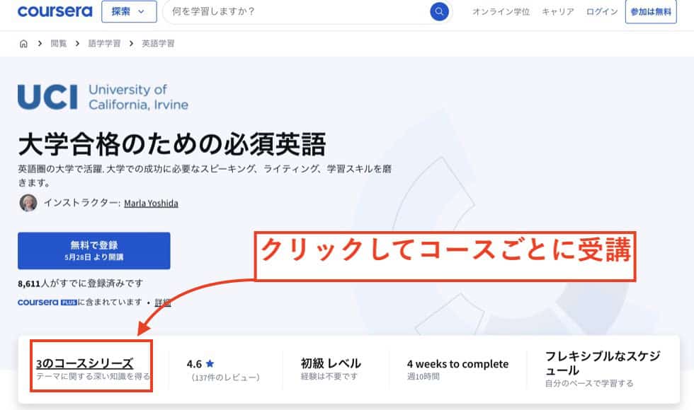 コースごとの受講